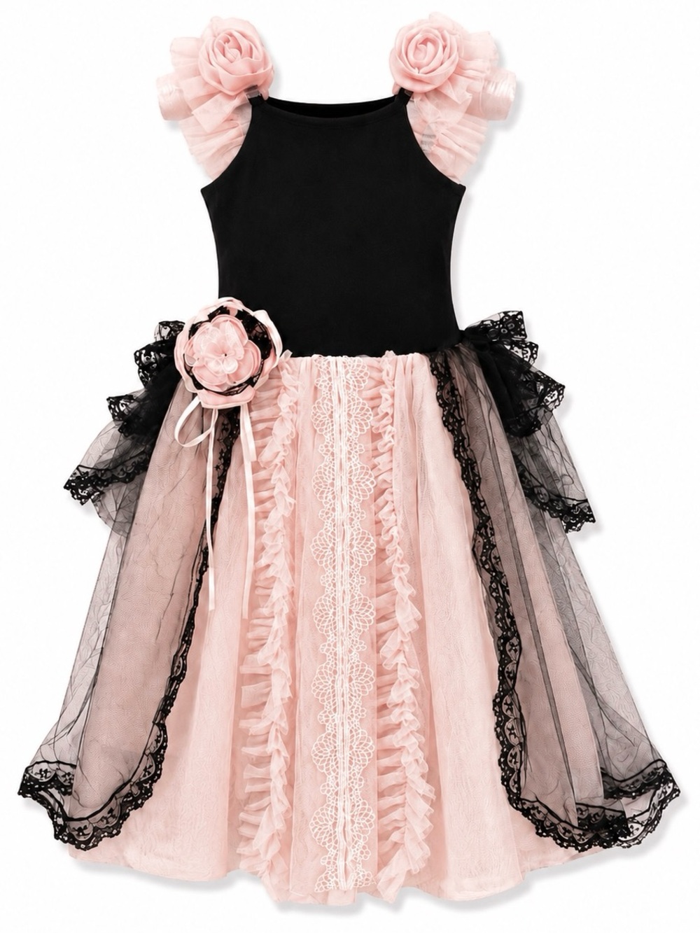 Dollcake Autumn Frock Dress Size 2 Pink Black Tulle
